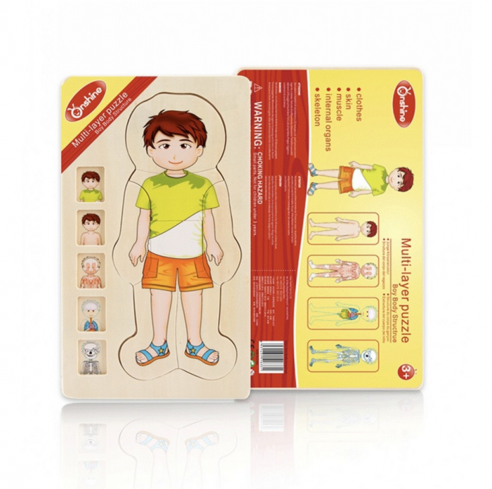 Puzzle din lemn in 5 straturi, anatomie a corpului uman, Baiat, 29x16.5x2cm [4]