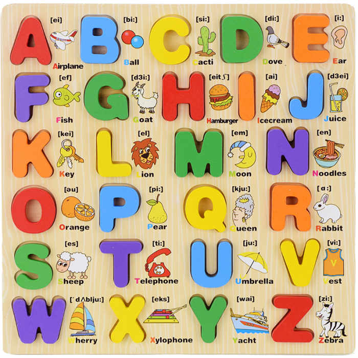 Puzzle incastru din lemn cu litere, cifre sau forme 3D Montessori [3]