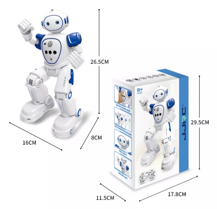 Robot Inteligent cu telecomanda, incarcare USB, acumulator inclus, 26.5x8x16 cm,  Alb Albastru, + 8 Ani [6]
