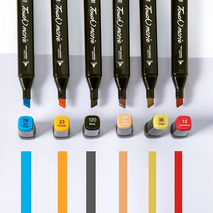 Set 48 markere, 2 capete subtire si gros, geanta de depozitare, Multicolor [7]