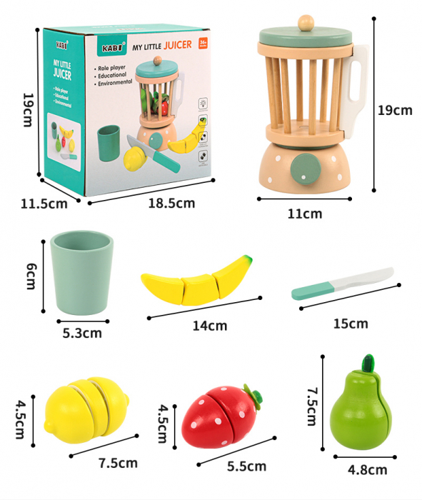Set blender din lemn cu fructe, Kabi, +3ani [2]