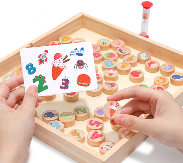 Set de jocuri de memorie si asociere pentru copii, Jucarie de antrenament pentru educatie timpurie,28 x 28x 3 cm [2]
