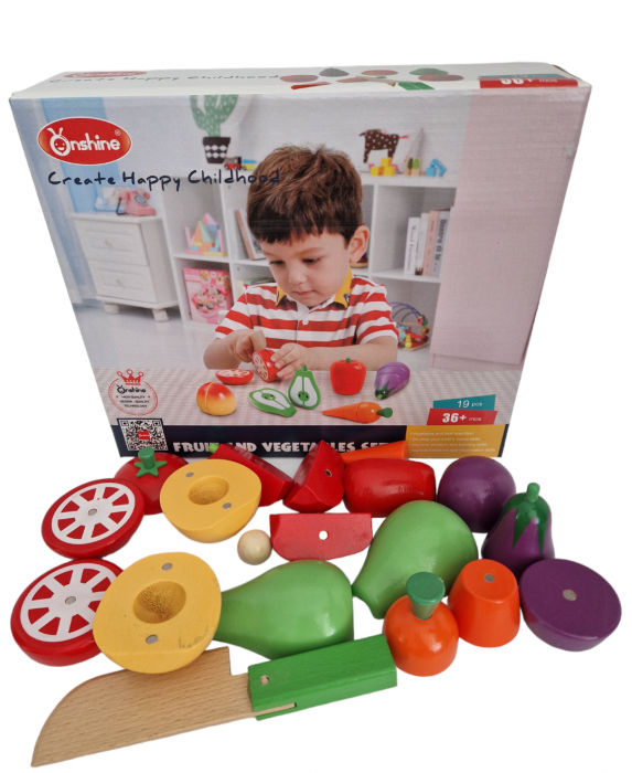 Set Fructe si Legume de Feliat din Lemn, 19 piese, 3ani+ [2]