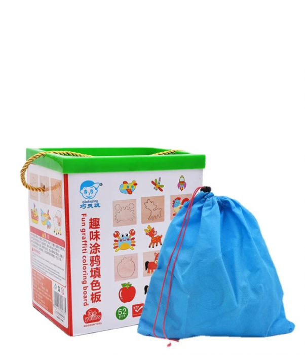 Set sabloane desen copii - trusa cu sabloane lemn, 18.5 x 14 x 20.5 cm [8]