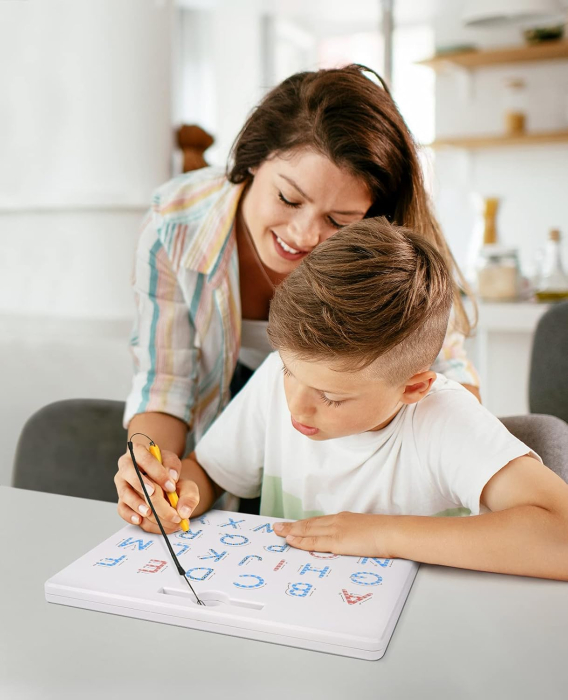 Tabla magnetica 2 în 1 pentru trasarea alfabetului, litere mari si mici, set educativ, 32x25,5 cm [9]