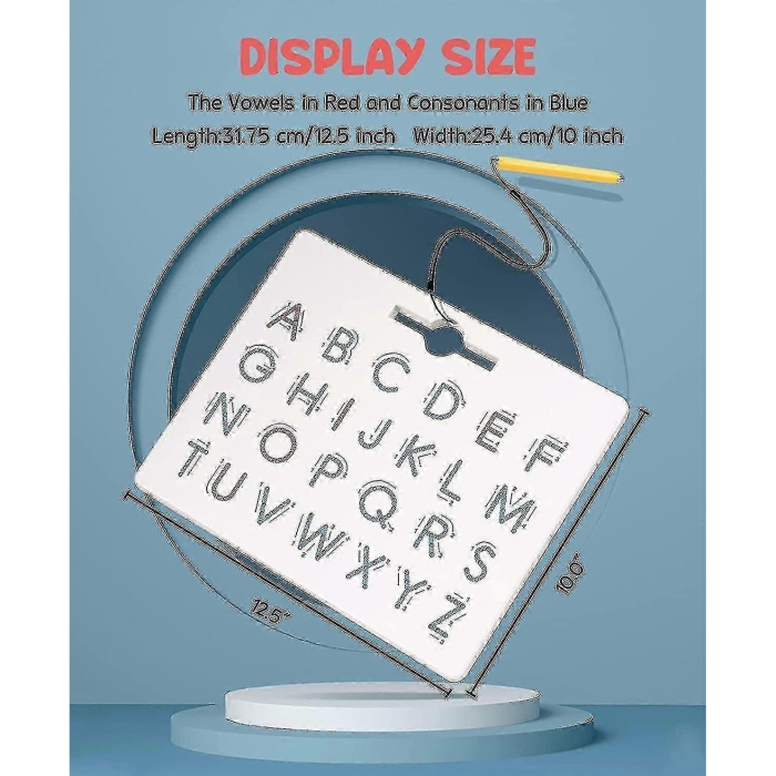 Tabla magnetica 2 în 1 pentru trasarea alfabetului, litere mari si mici, set educativ, 32x25,5 cm [3]