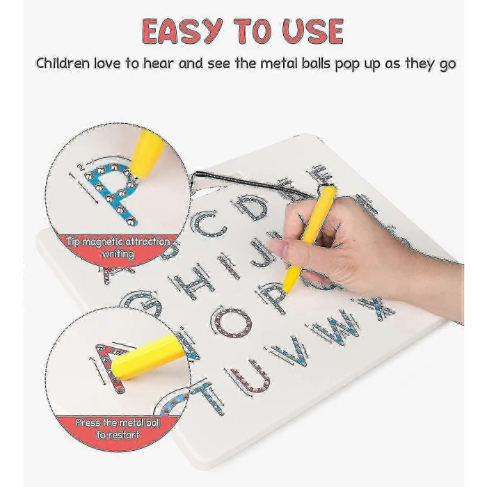 Tabla magnetica 2 în 1 pentru trasarea alfabetului, litere mari si mici, set educativ, 32x25,5 cm [5]