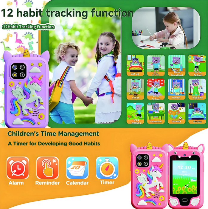 Telefon inteligent de jucarie cu ecran tactil pentru copii, muzica, camera, jocuri și functii educationale, 3 + ani [3]