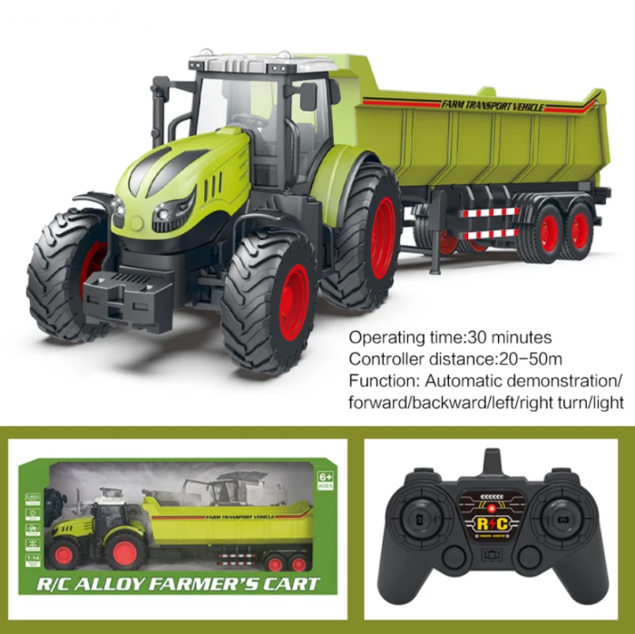 Tractor cu Remorcă si Telecomanda, Tractor cu Lumini, jucarie Interactiva pentru Micii Fermieri 1:14, 3ani+ [5]