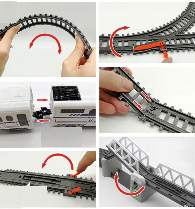 Trenulet electric 86 piese, sine, vagoane de pasageri si alte accesorii incluse, efecte luminoase, 170x98,5x11cm [8]