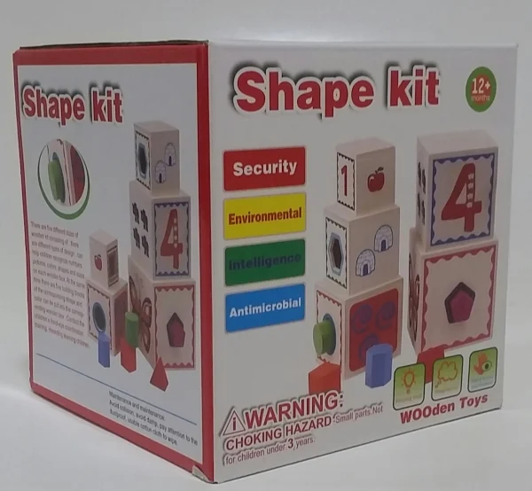 Turn Montessori din lemn 5 cuburi cu cifre, forme si animale. [6]