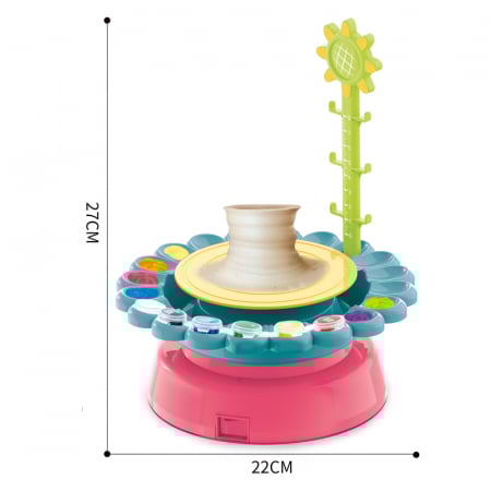 Set roata Olarului pentru copii, argila si multe culori, cablu USB, +6ani, 27x22 cm [3]