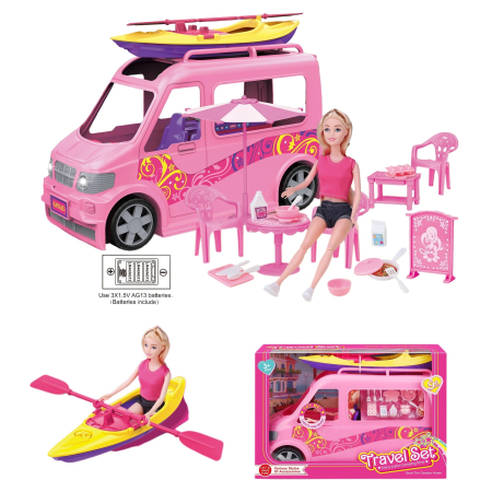 JUCARII - Rulota pentru Papusi cu Lumini si Sunete, Papusa si Accesorii, Set Joaca Copii 3+, 30cm (marime mare)