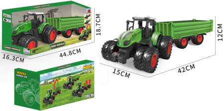 JUCARII - Tractor cu Roti Duble si Remorca Detasabila, 42 cm, +3ani