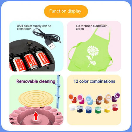 Set roata Olarului pentru copii, argila si multe culori, cablu USB, +6ani, 27x22 cm [4]
