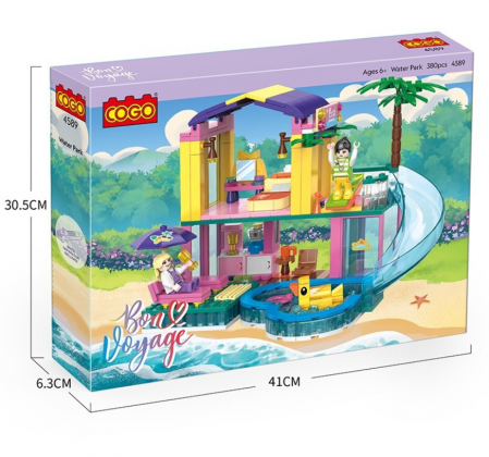 Puzzle Trefl - Blocuri de constructie, Casa de pe Plaja Cogo, 380piese, +6ani