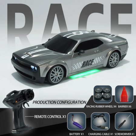Masina cu telecomanda Mostop Drift 20km/h, 4x4, lumini LED, cauciucuri interschimbabile, incarcare USB, acumulator inclus 3.7V, 21x9x6.5cm [7]