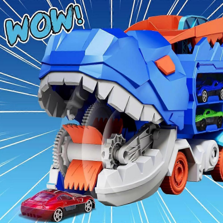 Camion dinozaur transformabil 3 în 1, 2 mașini incluse, 43.2 x 14.3 x 17.5 cm [4]