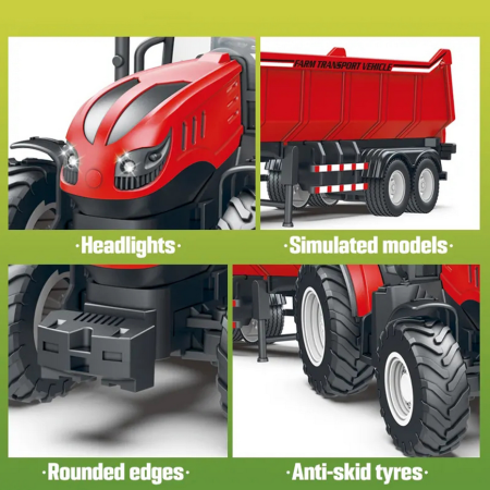 Tractor cu Remorca 50cm, Lumini și Sunete realistice, Jucarie Interactiva pentru Micii Fermieri, 3ani+ [3]