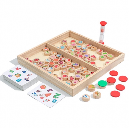 Jucarii din lemn - Set de jocuri de memorie si asociere pentru copii, Jucarie de antrenament pentru educatie timpurie,28 x 28x 3 cm