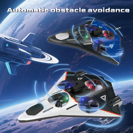 Avion-Drona RC, senzor obstacole, lumini LED, 4 motoare cu electrice, incarcare USB, acumulator inclus, 24.5x21x5 cm [1]