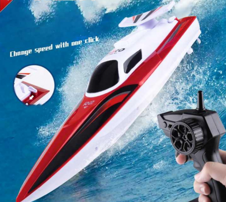 Barca de curse cu telecomanda,15 km/h, rezistenta la apa, pentru piscine si lacuri, incarcare USB, acumulator inclus, 35x10.5x10 cm [1]