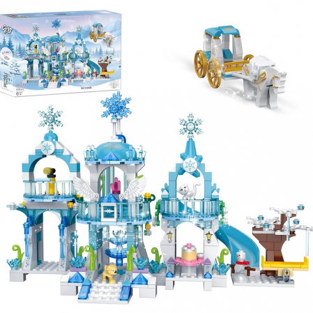 Puzzle Trefl - Blocuri de constructie educationale, Castel Printese Albastru COGO Friends, 477 Piese,+6ani