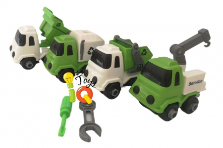 JUCARII - Camioane de construcție dezasamblate (4 buc) 10cm