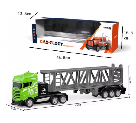 Masini/Trenuri/Circuite - Camion semiremorca Transportor cu telecomanda, incarcare USB, acumulator inclus, 45x7x10cm