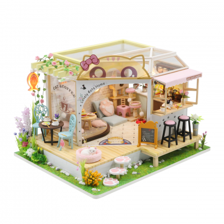 Casa in miniatura 3D, Cat Cafe Garden, DIY, 23.5x19x16.5 cm [2]