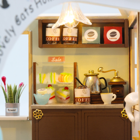 Casa in miniatura 3D, Cat Cafe Garden, DIY, 23.5x19x16.5 cm [7]