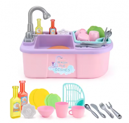 Chiuveta de jucarie cu pompa de apa + accesorii, 40x26x33 cm [9]