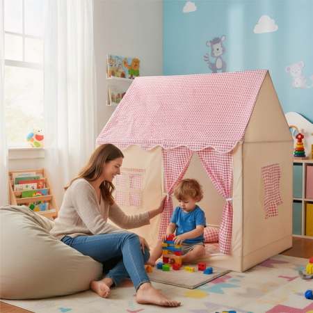 Cort de Joaca pentru Copii, Casuta Textila Pliabila, Interior/Exterior, 120x105x128cm [1]