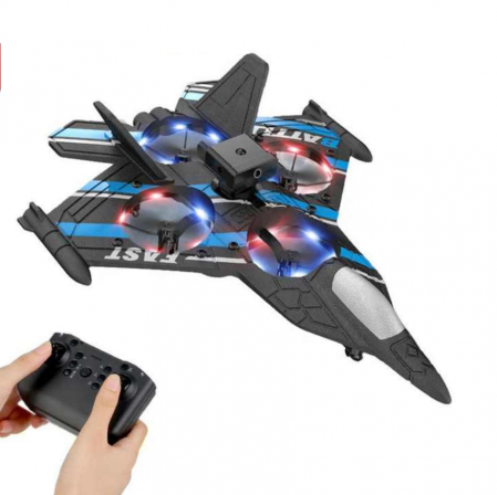 Masini/Trenuri/Circuite - Avion-Drona cu telecomanda, senzor obstacole, lumini LED, 4 motoare cu electrice, incarcare USB, acumulator inclus, 24.5x18x4.5 cm