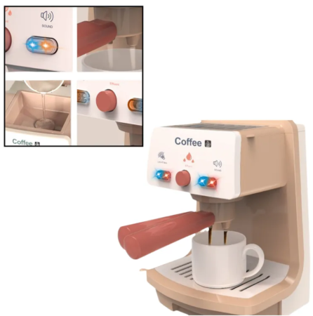 JUCARII - Espressor de Cafea, Jucarie pentru Copii, Sunete Interactive si Butoane Functionale, Joc de Rol Educativ, 18.5x12.5x13 cm