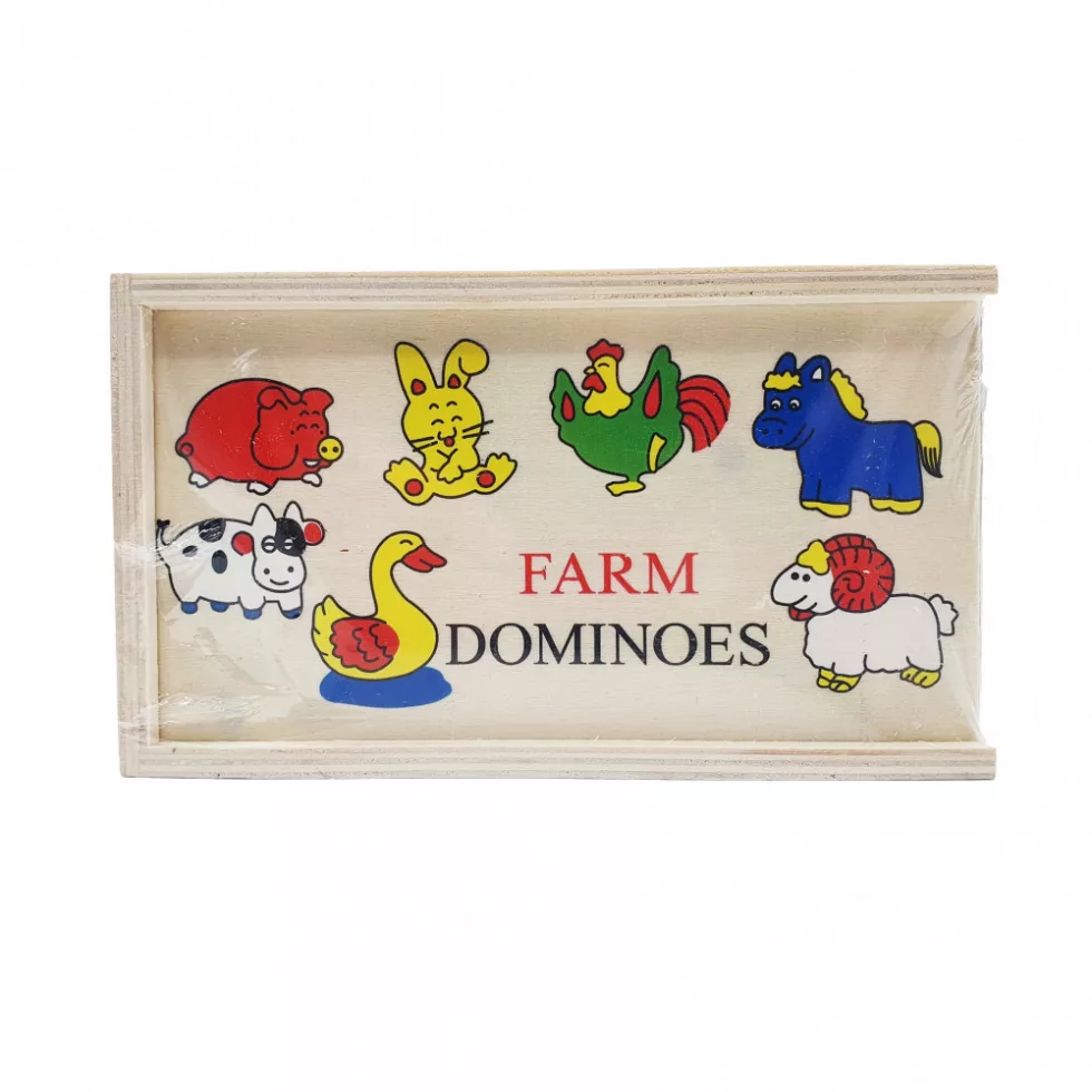 Montessori - Domino Ferma. Jucarie de lemn. 28 piese
