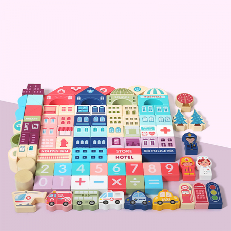 Galetusa cu 120 cuburi de construit din lemn, City Streetscape [3]