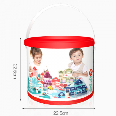 Galetusa cu 120 cuburi de construit din lemn, City Streetscape [1]