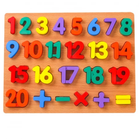 Jucarii din lemn - Puzzle incastru din lemn cu litere mici, litere mari, cifre, forme, cifre 1-20, 3D