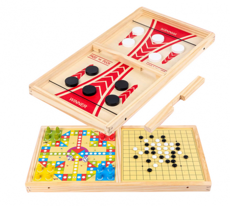 Joc de societate interactiv Karemi, 3 in 1, joc de puck, gobang, joc strategie [0]