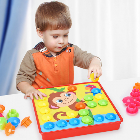 Puzzle mozaic cu butoni si sabloane, Genius Art Animal Themed/Marine Life, 47 pies [3]