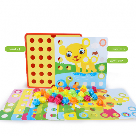 Puzzle mozaic cu butoni si sabloane, Genius Art Animal Themed/Marine Life, 47 pies [4]