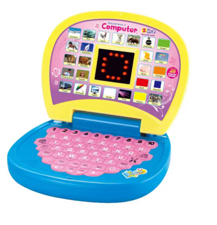 Laptop educational pentru copii cu afisaj LED in limba Engleza, invatarea literelor, cifrelor, animalelor, 17x13x16 cm