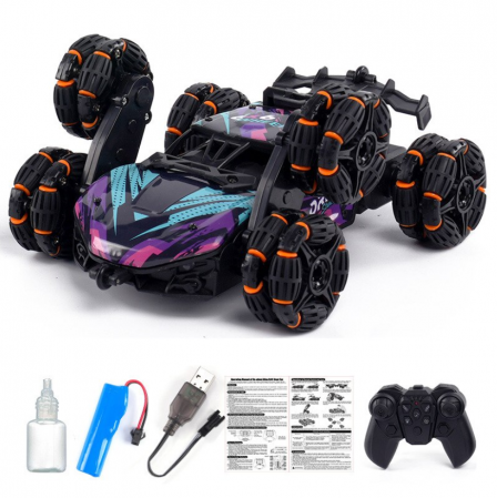 Masina cu telecomanda Buggy, 360°Rotire, lumini, sase roti rapide, pulverizare fum(aburi), incarcare USB, acumulator [1]