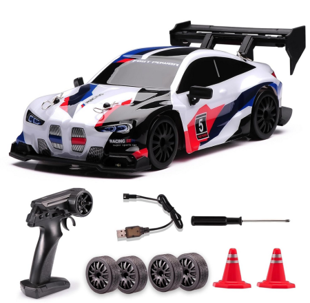 Masina Drift High Speed, lumini LED, 2 seturi de Anvelope, pentru Copii +8 ani si Adulti , acumulator inclus 26x13x12cm [5]