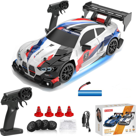 Masini/Trenuri/Circuite - Masina Drift High Speed, lumini LED, 2 seturi de Anvelope, pentru Copii +8 ani si Adulti , acumulator inclus 26x13x12cm