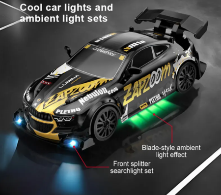 Masina Racing Drift cu telecomanda, lumini LED, 2 seturi de Anvelope, acumulator inclus 20X9.5X6 cm [3]