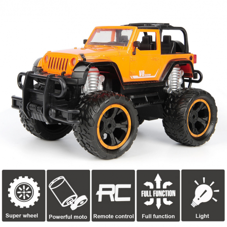 Masina Mega Truck OFF ROAD cu telecomanda, lumini LED, incarcare USB, acumulator inclus,  26x9x15 cm [5]