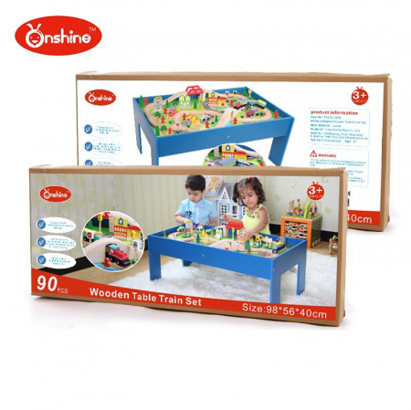 Masa de joaca, circuit cu trenulet din lemn si accesorii [2]