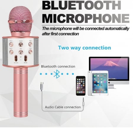 Microfon karaoke wireless Zenino - Bluetooth 4.0, boxa integrata, functie inregistrare, card SD, multifunctional, incarcare USB, stereo [0]